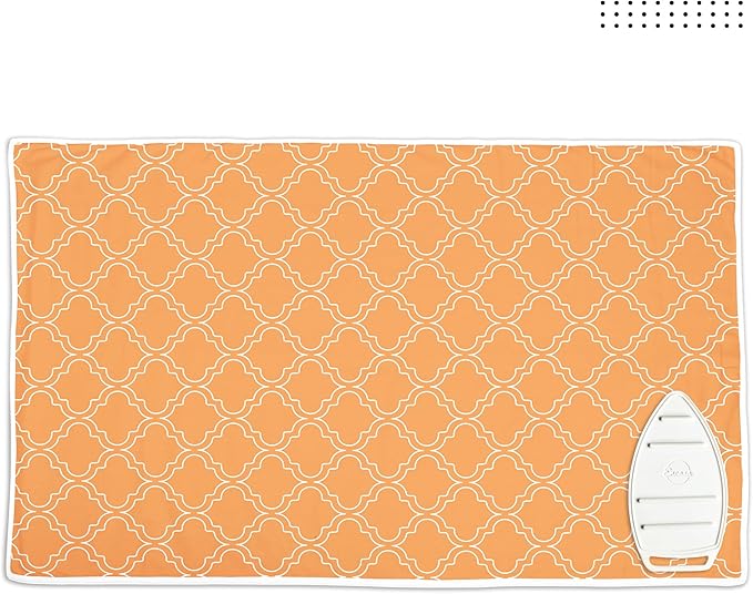 Encasa XO Ironing Mat/Pad (Large 48"x28") with 3mm Padding & Silicone Iron Rest for Steam Pressing on Tabletop or Bed - Heat Resistant, Portable, Quilting & Travel Blanket - Peach Tiles-Ruum Studio Home