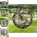 Flower Fairy Garden Decorations Angel Wing Christmas Halloween Deco Statue Art Elf Sculpture Hanging Craft for Outdoor Yard Courtyard Lawn Patio Window Acrylic Ornament Home Gift (B,S: 6*6 IN)-Ruum Studio Home