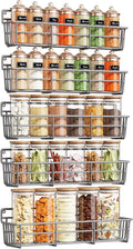 5 Pack Spice Rack Seasoning Organizer Wall Mount, Screw or Adhesive Hanging Shelf Basket Spice Organizer Shelf for Kitchen, Gray-Ruum Studio Home