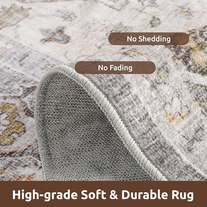 AMOAMI-4X6 Area Rugs for Living Room -Soft Vintage Bedroom Rugs-Non Slip Washable Rug-Throw for Living Room Bedroom Bedside Dining Room Office Grey-Ruum Studio Home