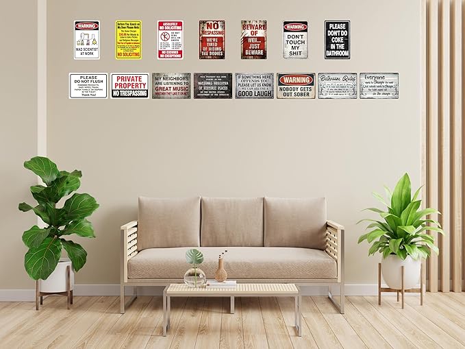 Vintage Tin Sign Retro Metal Funny No Trespassing Signs for Home Decor Stylish Wall Art Plaques Gift for Bathroom Kitchen and Gothic Wall Decor in Every Room 12x8 in-Ruum Studio Home
