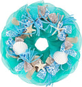 26 Inch Coastal Seashell Large Wreath with Natural Starfish & Scallops Shell, Lake Blue Beach Style Front Door Wreath with for Spring Summer, Farmhouse Rustic Indoor Outdoor Home Wall Wedding Decor-Ruum Studio Home