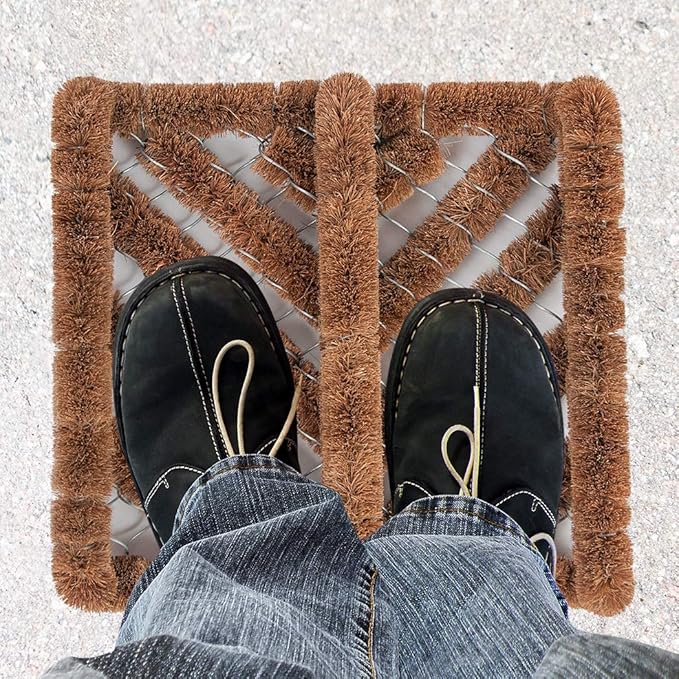 NINAMAR Natural Coir Boot Scraper Door Mat - 13 x 12 inch - 2 Pack-Ruum Studio Home