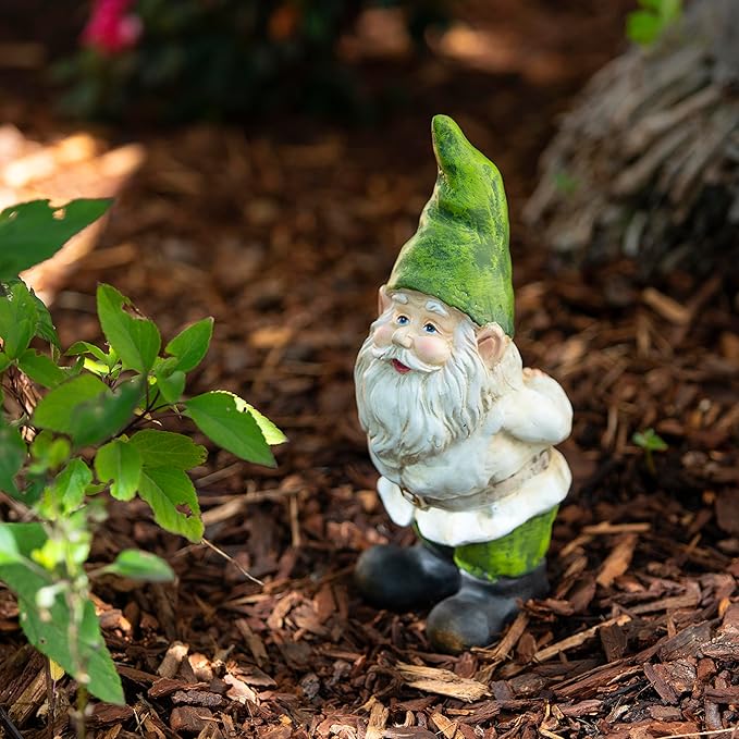 Alpine Corporation 12" Tall Traditional Outdoor Garden Gnome Yard Statue Decoration-Ruum Studio Home