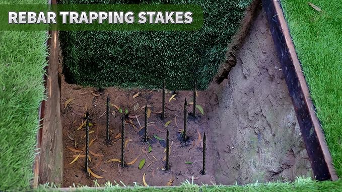 16 inches Ground Rebar Stakes (16 pcs) Heavy Duty Metal Spikes for Concrete Timber Garden Plant, Long Straight Steel Stakes for Tent, 3/8" Thickness Ground Anchors with Chisel Point End, Black-Ruum Studio Home