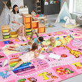 Kids Rugs for Playroom Bedroom Classroom Nursery, Non-Slip and Washable Rugs for Children Toddlers Girls, Educational and Fun Rug Carpets with ABC Alphabet Animals Shapes, 6x9, Pink-Ruum Studio Home