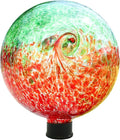 VCUTEKA Gazing Ball, Glass Gazing Balls Sphere for Garden Lawn Outdoor Ornament Yard Decorative, Red Swirl, 10"-Ruum Studio Home