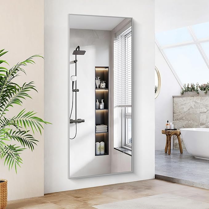 36x72inch Bathroom Mirror, Silver Rectangle Mirror with Thin Metal Frame, Large Rectangular Wall Mirrors for Bathroom, Living Roomm, Hair Salon, Big Farmehouse Mirror Hang Horizontal/Vertical-Ruum Studio Home