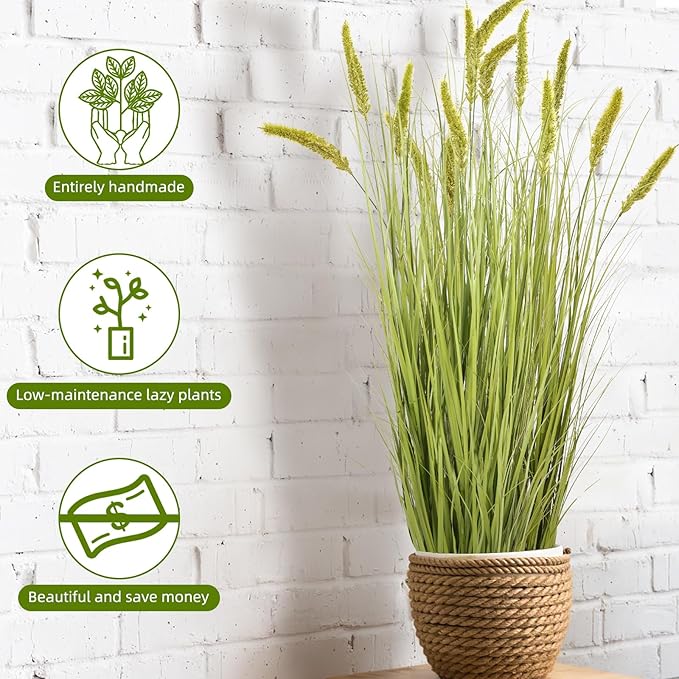 Green Onions Fake Plants,Artificial Plants Indoor, Fake Grass Decor Green Plant Fake Outdoor Flowers Fake Succulents,Artificial Tall Grass Plants with Pots House Decorative(47" 2 Pack)-Ruum Studio Home