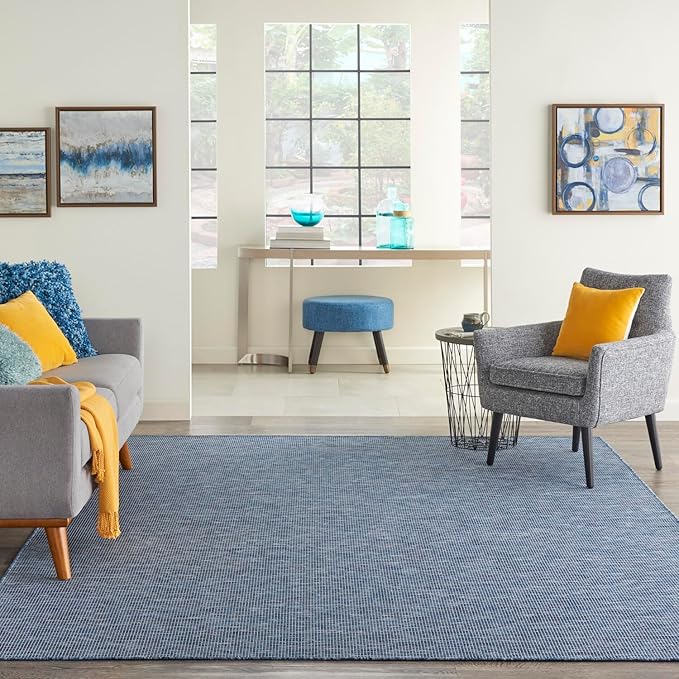 Nourison Positano Indoor-Outdoor Navy Blue 9' x 12' Area Rug, Easy Cleaning, Non Shedding, Bed Room, Living Room, Dining Room, Backyard, Deck, Patio (9x12)-Ruum Studio Home