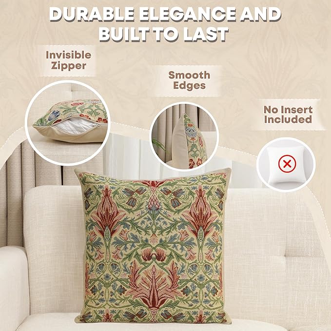 Charlotte Home Furnishings Throw Pillow Covers 16x16 in, Yellow Snakeshead Decorative Couch Pillow Cover, Boho European Tapestry Cushion Cases, Living Room Cozy Home Decor, Jacquard Woven Soft Cotton-Ruum Studio Home