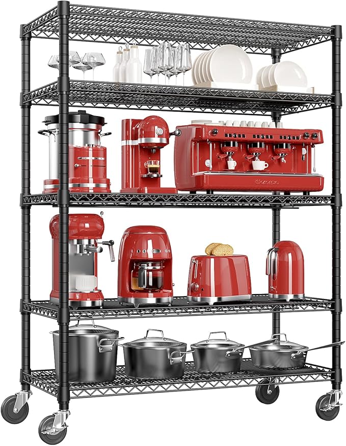 IZEUK Garage Shelving Wide Storage Shelves 5 Tier Metal Shelves 4000 LBS Heavy Duty Adjustable Utility Shelf Rack Black 23.6" D x 53.1" W x 73.6" H-Ruum Studio Home