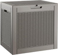 KAMABOKO 31 Gallon Outdoor Storage Box, Resin Deck Boxes Indoor and outdoor, Waterproof Storage Box Lockable Lid for Garden Tools, Package Delivery, Pool Supplies, Patio Cushions, Grey-Ruum Studio Home