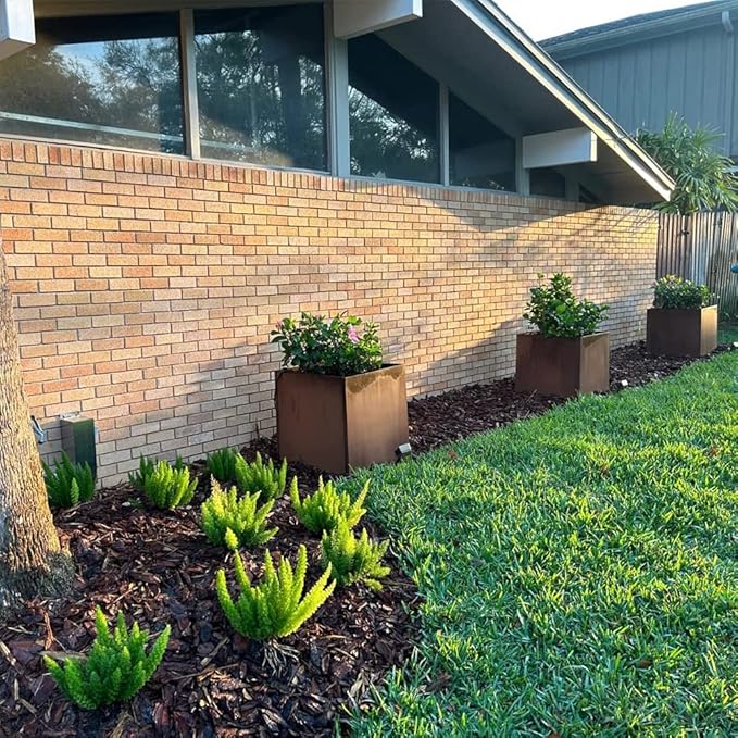 Corten Steel Planter Box Outdoor Planter Metal Square Large Steel Flower Pot Rustic Cube Patina Tall Plant 20 Inch Durable Antique for Commercial Residential Patio Deck Yard Garden-Ruum Studio Home