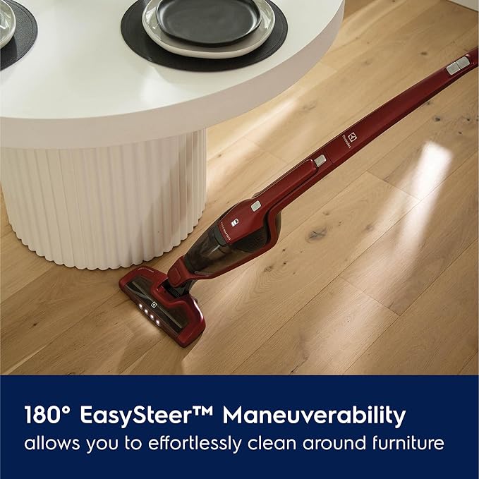 Electrolux Ergorapido Pet Cordless 2-in-1 Vacuum Cleaner with Motorized Pet Nozzle for Easy Pet Hair Removal, 48-Minute Run Time, 2 Power Modes, Chili Red-Ruum Studio Home