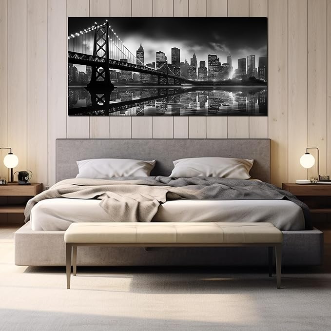 Brooklyn Bridge Wall Art Large City Wall Decor for Living Room Office Wall Decor 29 x 59 Inch-Ruum Studio Home