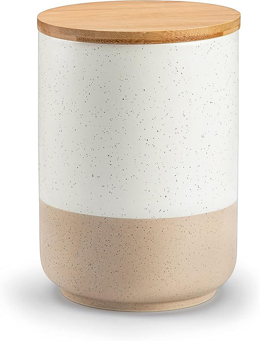 vancasso Sabine Large Ceramic Canister with Airtight Wood Lid - 74 oz Kitchen Food Storage Jar for Flour, Sugar, Coffee, Tea & Spices - Big Capacity Countertop Jar-Ruum Studio Home