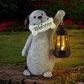 Solar Dog Statues for Garden Decor - Outdoor Dog Figurines with Solar Lantern for Yard Patio Lawn Balcony Ornaments - Garden Gifts for Mothers Day, Grandma, Easter-Ruum Studio Home