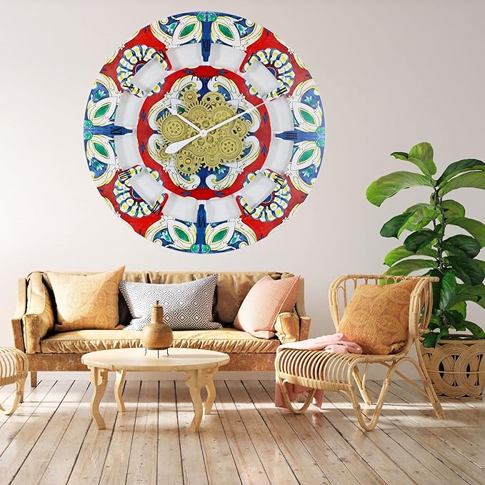 The Gears Clock Wall Clock Italy Collection with Moving Gears (Furore, 36 inch Round)-Ruum Studio Home