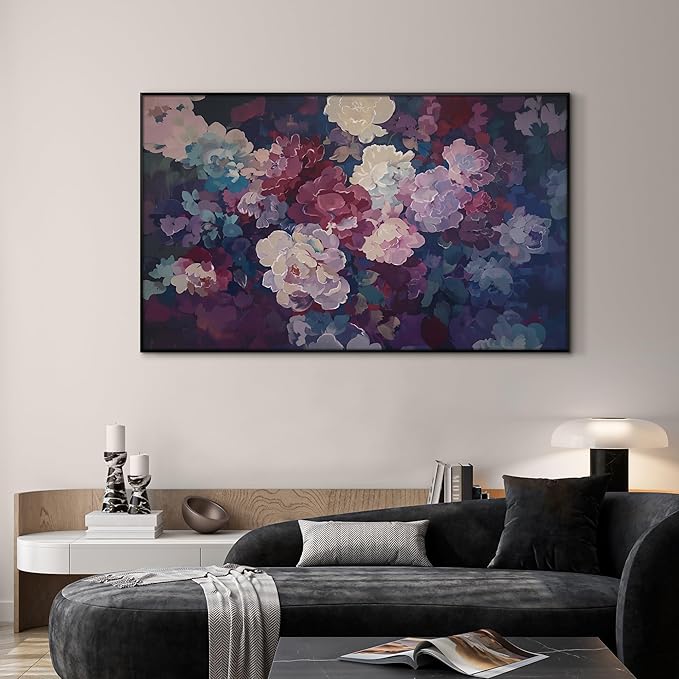 SIGNWIN 30"x60" Extra Large Framed Wall Art Bold Peony Bloom in Colorful Impressionist Style, Lush Floral for Home Living Room Bedroom Decor (Frame Assembly Required)-Ruum Studio Home
