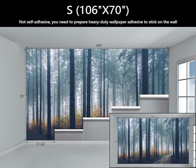 WFBHUA-Dark Forest Tree Wallpaper Mural Nursery Woodland Natural Landscapes Wall Murals for Bedroom Living Room(Not Peel and Stick)-Ruum Studio Home