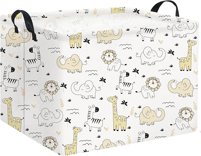 HIYAGON Baby Baskets kids Toy Basket for Boy and Girls Woodland Gift Basket Empty Cute Storage Bin Organizer Box Rectangular Animal Room Decor for Books(Animal)-Ruum Studio Home