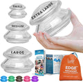 Lure Essentials Edge Silicone Cupping Set, Cupping Kit for Massage Therapy, Long Lasting Cups for Professional & Home Use, Body Sculpt Cup for Cellulite, Ultra Transparent Clear-Ruum Studio Home