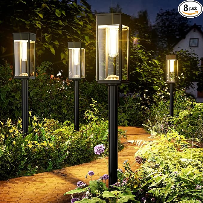 Solar Pathway Lights Outdoor,8 Pack Bright Solar Lights Outdoor,IP65 Waterproof Solar Garden Lights Solar Powered Landscape Lighting for Yard Patio Walkway Driveway Pathway (Warm White)-Ruum Studio Home