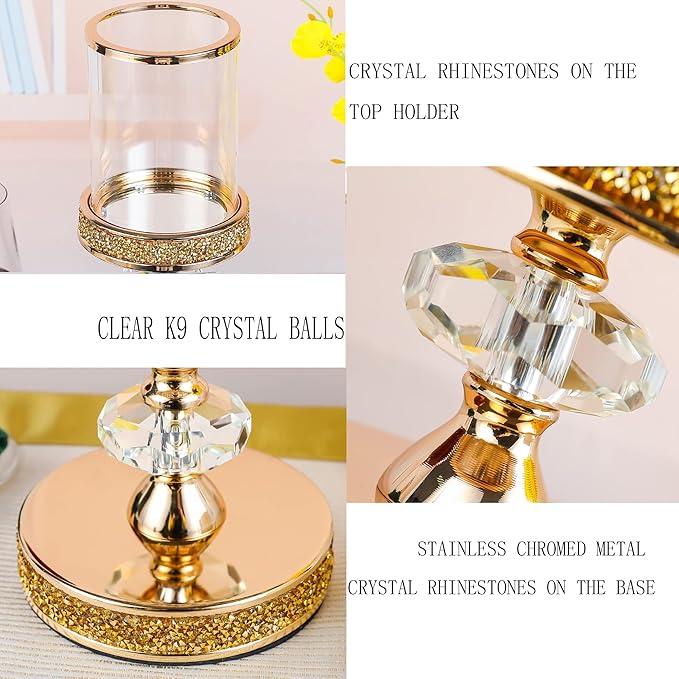 Candle Holder, Pillar Candle Holders, Crystal Candlesticks Holder for Wedding, Parties, Events, Chirstmas,Home Decor, Table Centerpieces CH028D (S)-Ruum Studio Home
