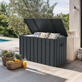 PURPLE LEAF Outdoor Deck Box 120 Gallon Waterproof Lockable Storage Box Container with Lid Deck Organization for Patio Cushions Side Table Pool Accessories Garden Tools, Gray-Ruum Studio Home