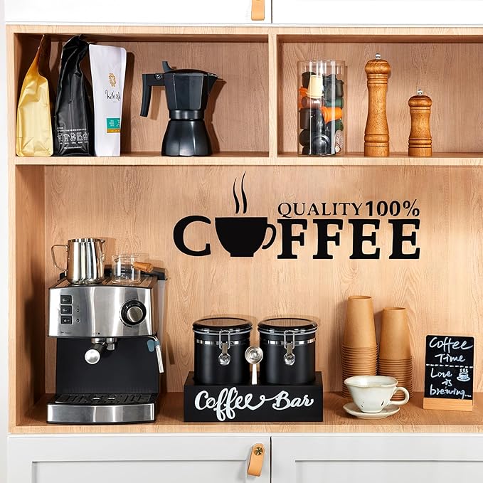 Yangbaga 2 x 63OZ Stainless Steel Coffee Canisters with Handle Shelf, Airtight Locking Clamp & Scoop, Food Storage Jars for Kitchen-Ruum Studio Home