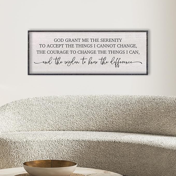 LuZhiQiang Serenity Prayer Bible Verse Sign Wall Decor God Grant Me Christian Inspiraional Quotes 40"×15" Wall Art for Living Room Bedroom (Black)-Ruum Studio Home