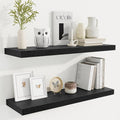 Fun Memories Floating Shelves for Wall, 32 Inch Rustic Wood Wall Mounted Shelves for Bathroom, Bedroom, Kitchen, Living Room, Deep Floating Shelves for Storage & Home Decor (Black, Set of 2)-Ruum Studio Home