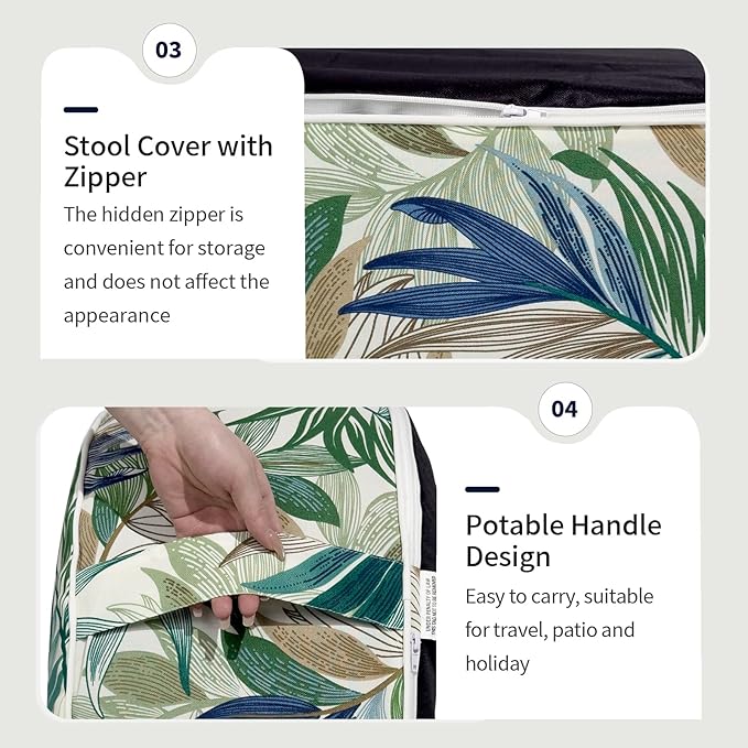 Inflatable Ottoman Stool D31 xH14 for Outdoor/Indoor Use, Water Repellent Patio Foot Rest Stool with Portable Handle,Round Pouf Ottoman Suitable for Garden,Deck and Camping - Lush Leaf Green-Ruum Studio Home