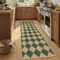 Lahome Checkered Kitchen Runner, 2x8 Easy Jute Runner Rug for Hallway Entryway, Farmhouse Indoor Outdoor Non Slip Non Shedding Green Carpet for Laundry Bedroom Porch Corridor-Ruum Studio Home