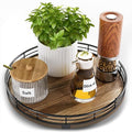 Acacia Wood 10" Lazy Susan Turntable Organizer for Table Top, Farmhouse Round Wooden Lazy Susan for Cabinet Kitchen Centerpieces Coffee Table, for Condiments Spices, Bathroom Vanity Tray Decor-Ruum Studio Home