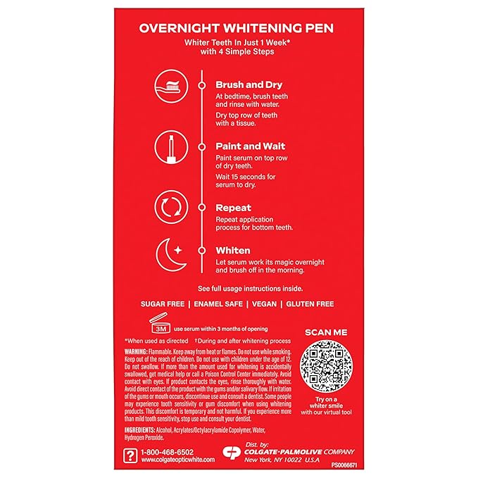 Colgate Optic White Overnight Teeth Whitening Pen, Teeth Stain Remover to Whiten Teeth, 35 Nightly Treatments, 0.08 Fl Oz-Ruum Studio Home