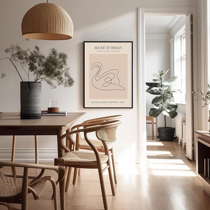 Poster Master Vintage Poster - Retro One Line Swan Drawing Print - Swan Art - Bird Art - Minimal Gift for Her, Animal Lover - Abstract Decor for Home, Office, Bedroom, 18x24 Unframed Wall Art-Ruum Studio Home