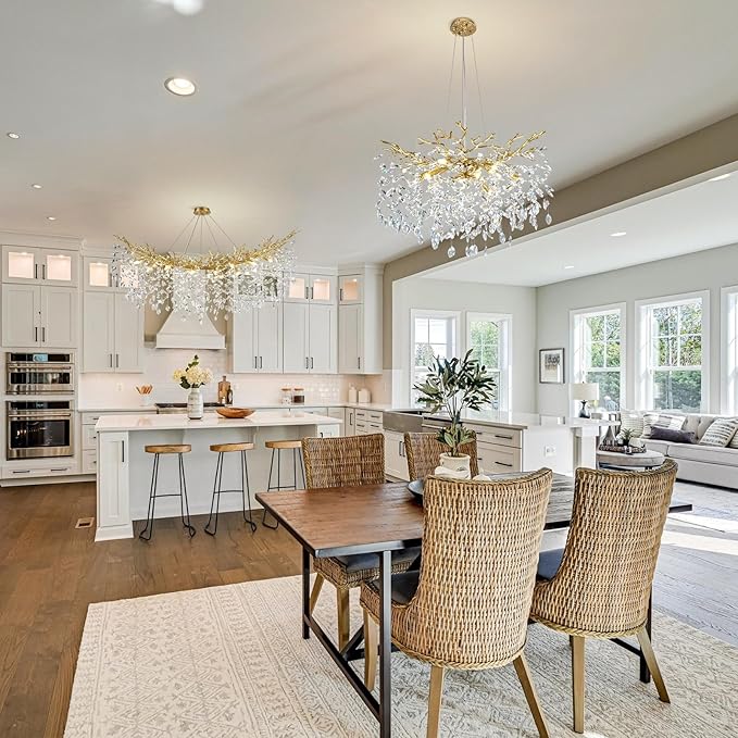 Modern Crystal Chandelier, 30" Chandeliers for Dining Room,Gold K9 Crystal Tree Branches Crystal Chandelier,10-Light Living Room Chandeliers, Fo Entryway,Foyer,Bedrooms-Ruum Studio Home