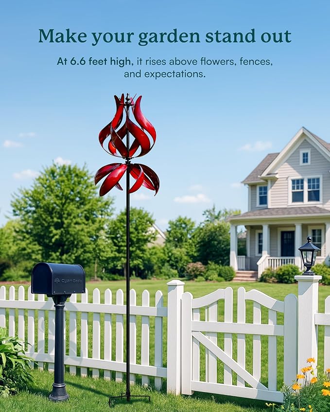 Yard Garden Wind Spinners - Large Outdoor Metal Wind Spinners with Stake, Yard Art Lawn Garden Decor (19" W x 87" H)-Ruum Studio Home