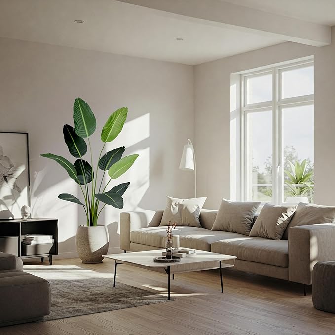 Worth Garden 59in Artificial Bird of Paradise Plant 4.9ft, Large Faux Tropical Tree for Office and Home, Lifelike Greenery for Indoor and Outdoor Spaces-Ruum Studio Home