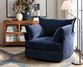Oversized Accent Chair, Upholstered Modern Sofa Chair with Removable Backrest & Detachable Cover, 24.5" Deep Seat Large Reading Armchair for Living Room Bedroom Office - Chenille Blue Set of 1-Ruum Studio Home