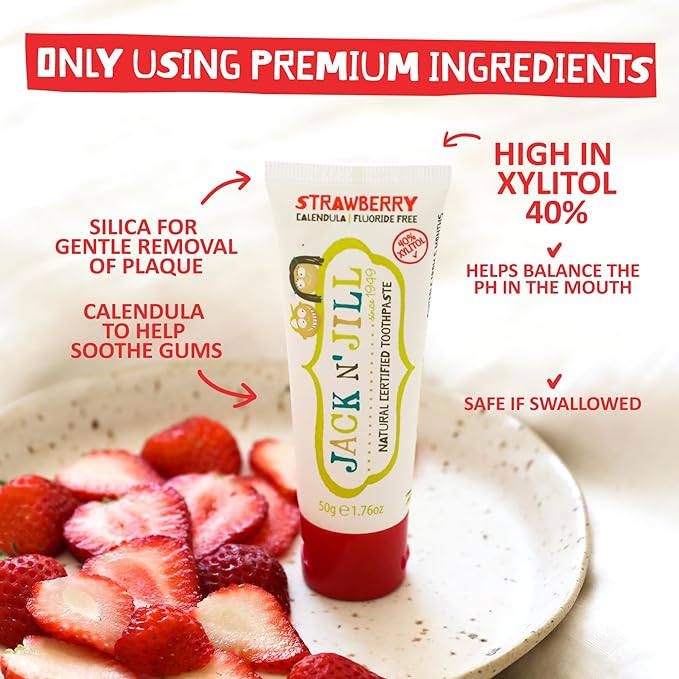Jack N' Jill Natural Toothpaste for Baby and Infants - Fluoride Free Training Toothpaste, 40% Xylitol, BPA Free - Blackcurrant, 1.76 oz (Pack of 1)-Ruum Studio Home