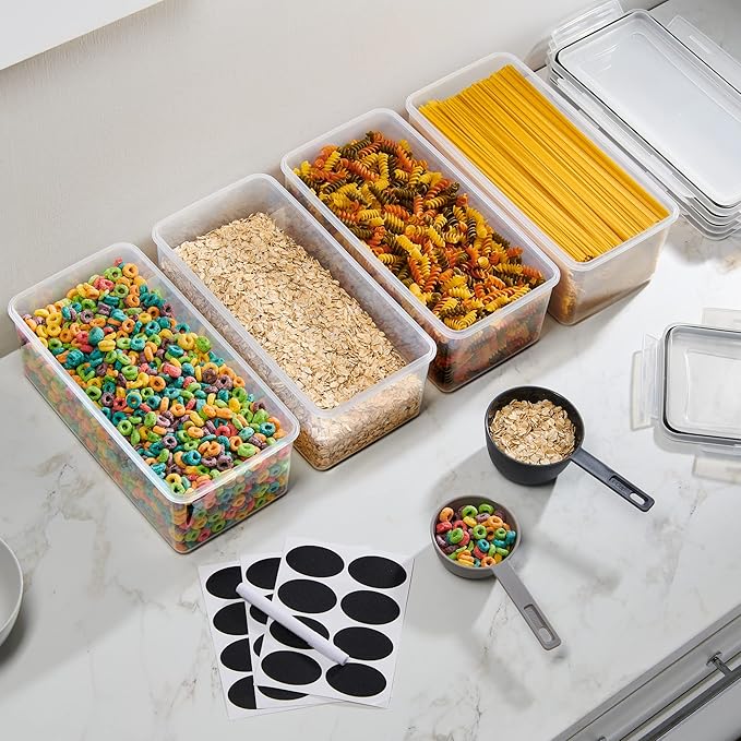 Large Airtight Food Storage Containers with Lids Set of 4 3.2L - 102 fl. oz Pasta storage Containers, BPA Free Plastic Spaghetti container - Air Tight Canisters for Kitchen Pantry Organization-Ruum Studio Home