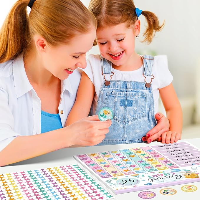 Reward Chart for Kids,Magnetic Behavior Chore Chart for Kids at Home,26 Mermaid Chore Charts,1960 Diamond Stickers,56 Reward Stickers,Incentive Chart to Develop Responsibility and Good Habits,Mermaid-Ruum Studio Home