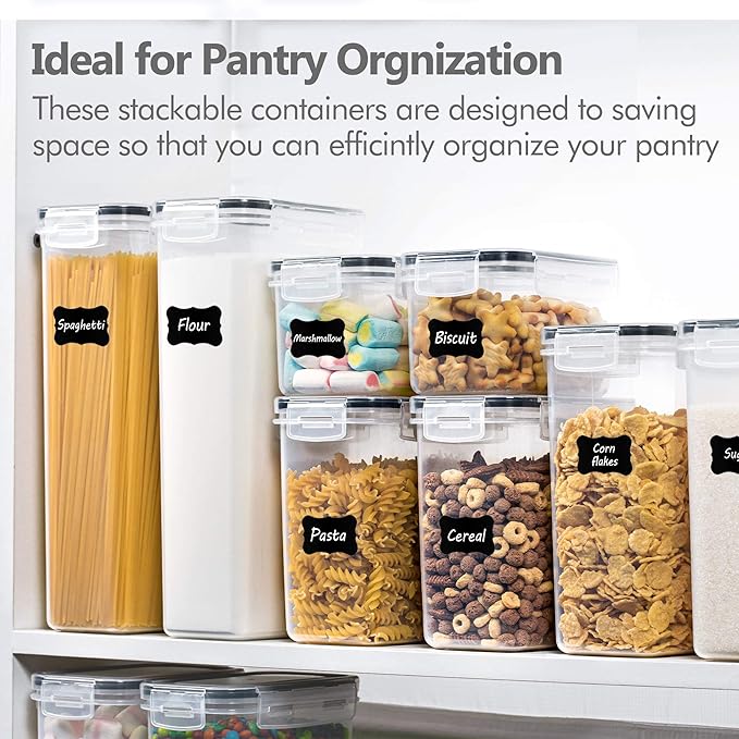 CHEFSTORY Airtight Food Storage Containers Set, 14 PCS Kitchen Storage Containers with Lids for Flour, Sugar and Cereal, Plastic Dry Food Canisters for Pantry Organization and Storage-Ruum Studio Home