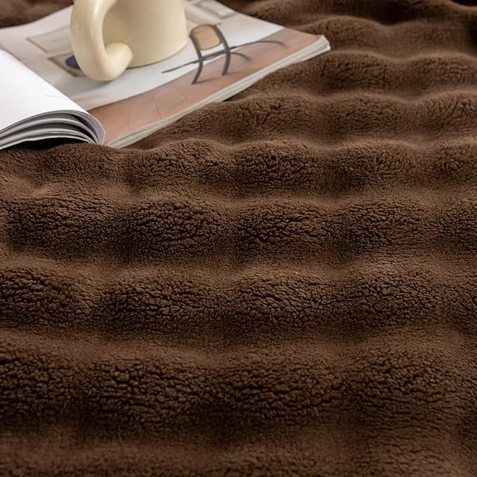 YUSOKI Luxury 3D Bubble Throw Blanket 3.1lb,All Ages,Home Decoration, (Brown,60 * 80inches)-Ruum Studio Home