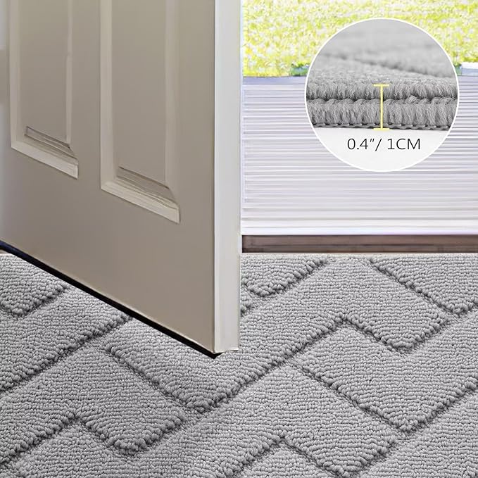 hicorfe Front Door Mat Outside Entrance,24"x35" Absorbent Muddy Dirt Resist Welcome Door Mats Outdoor Indoor,Stain and Fade Resistant,Non Slip Backing Entry Mat Doormat for Entryway (Light Grey)-Ruum Studio Home
