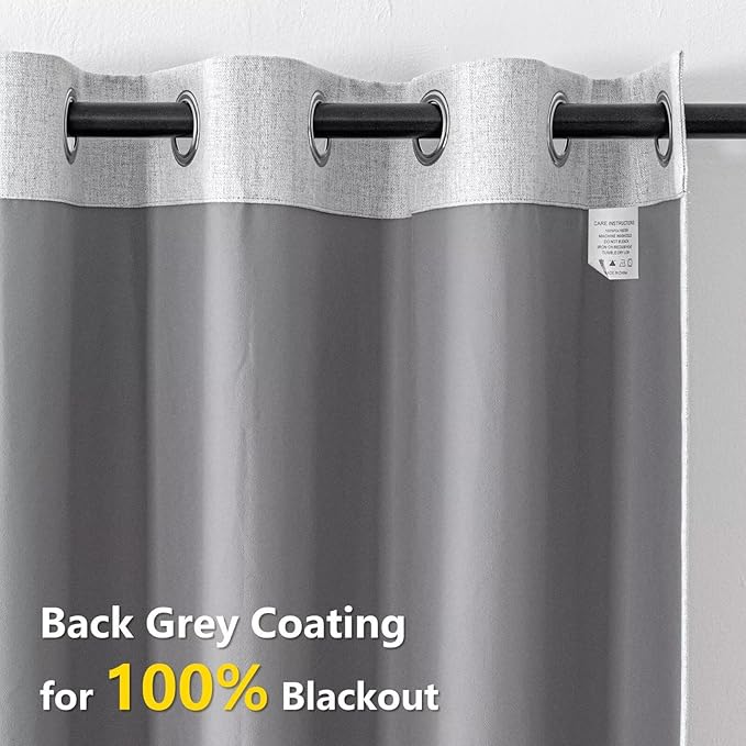 Blackout Curtains 90 Inch Length 2 Panels Set, 100% Black Out Textured Thermal Curtains, Grommet Privacy Light Blocking Drapes for Living Room Bedroom Luxury Deco(52W × 90L inch, Off-White)-Ruum Studio Home
