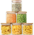 Urban Green Glass Jars with Bamboo Lids, Glass Airtight Canisters sets, Food Storage Container, Pantry Organization and Storage Jars, Kitchen Canisters Sets, Flour Containers of 6-Ruum Studio Home
